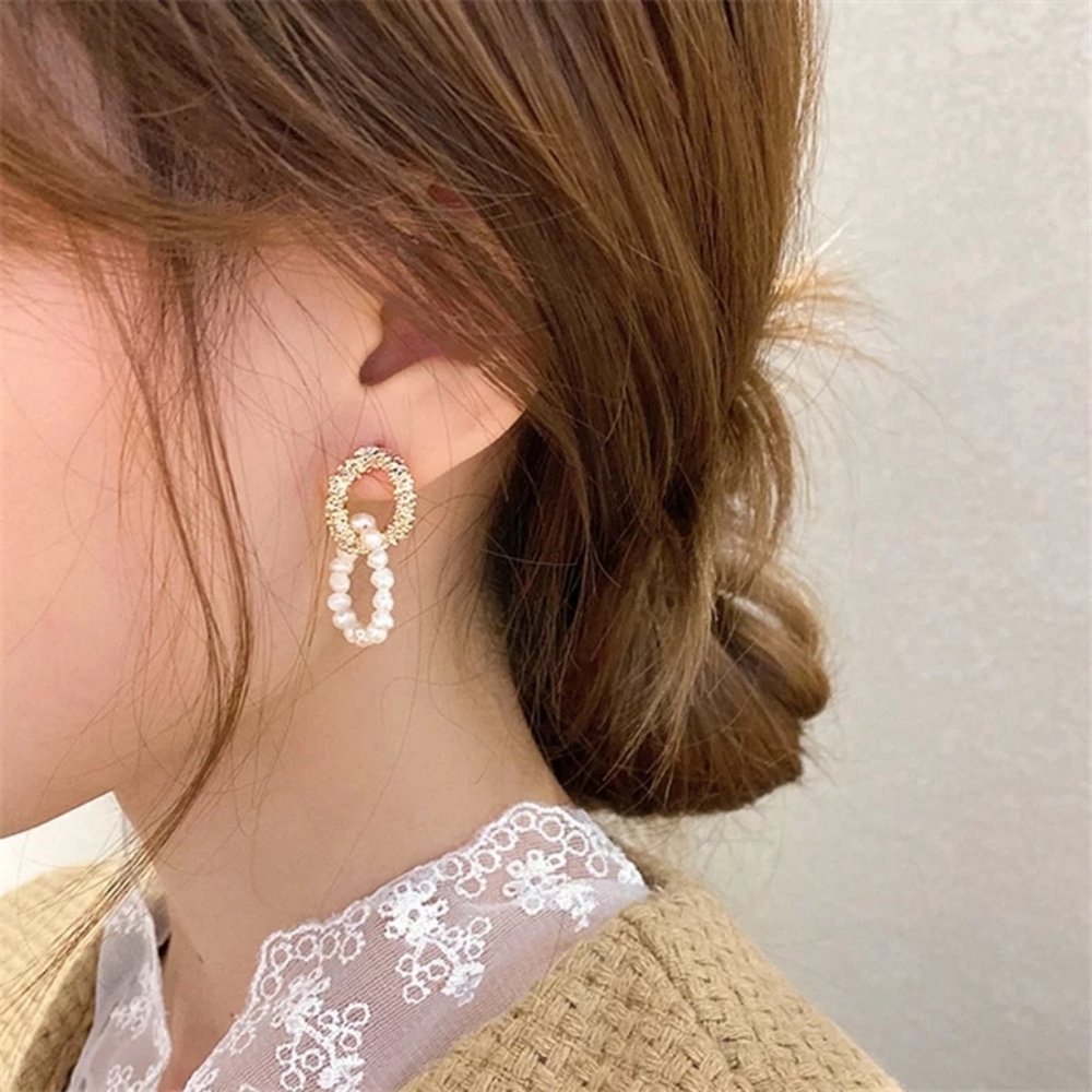 💎✨ Double Hoop Pearl Earrings